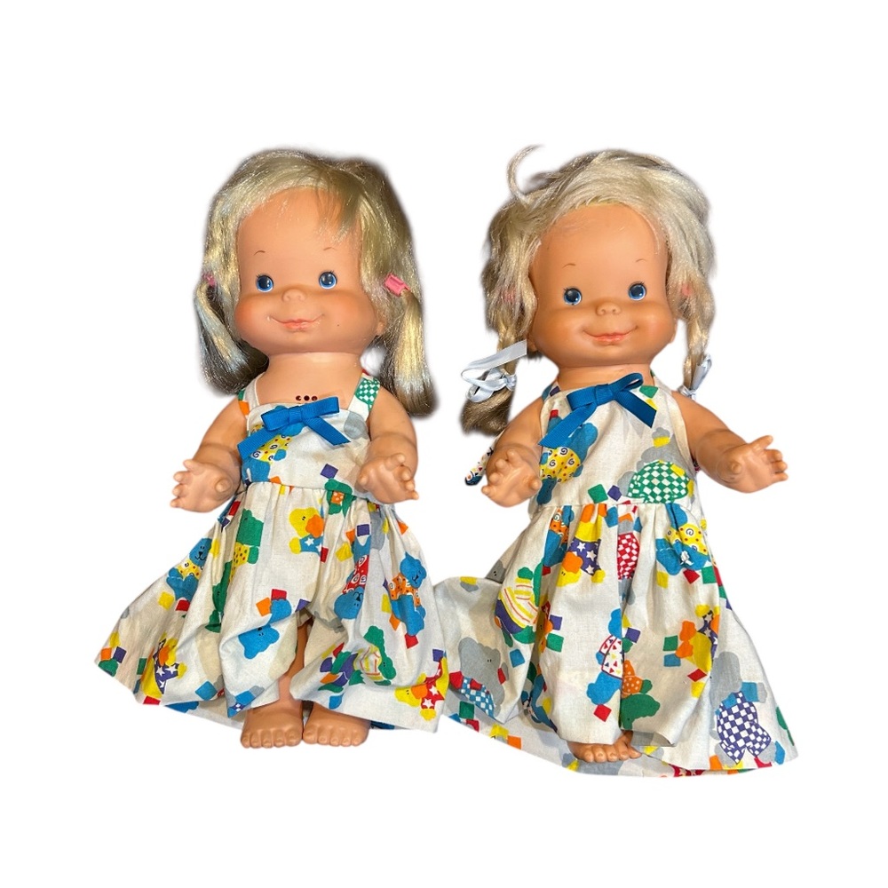 Lot 2 Vintage Girl Whoopsie Ideal Toy Doll Rooted Hair Pigtails 1978